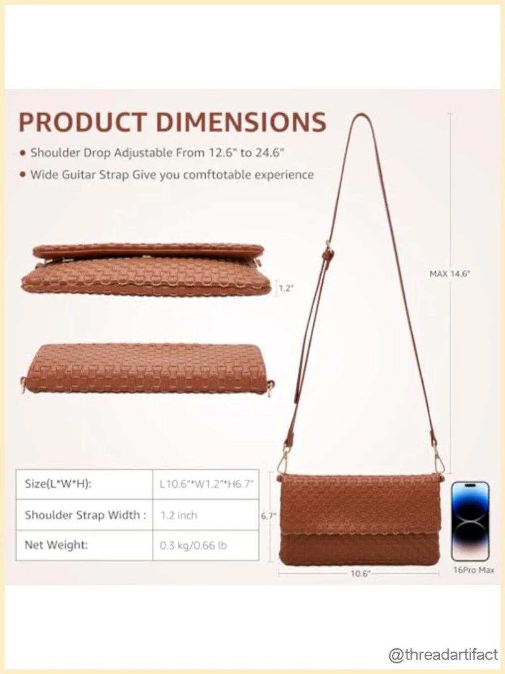 Small Handmade Vegan Leather Crossbody Bag with Built-in Wallet Card Slots